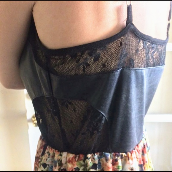 Hi-Lo Faux Leather Floral Dress - Picture 3 of 4